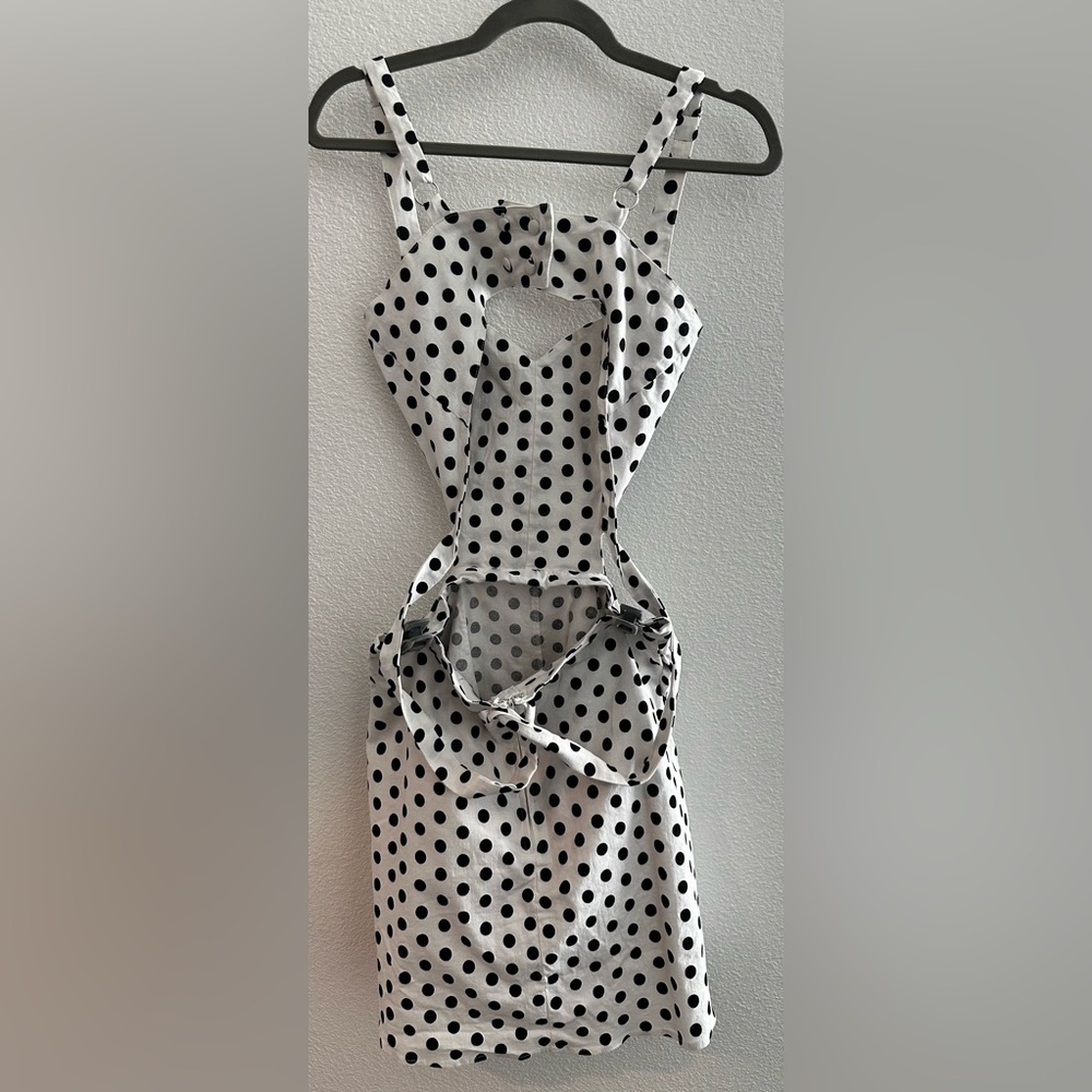 Unique Vintage Black and White Polka Dot Skort Romper with pockets size Med - Picture 7 of 9
